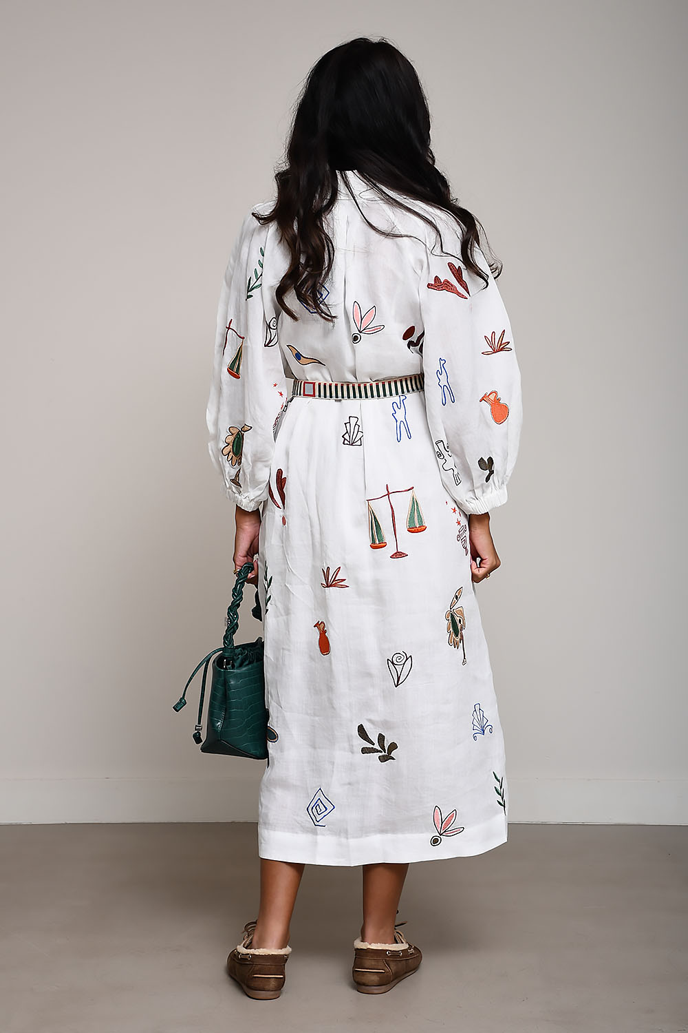 Mina embroidered ramie shirtdress