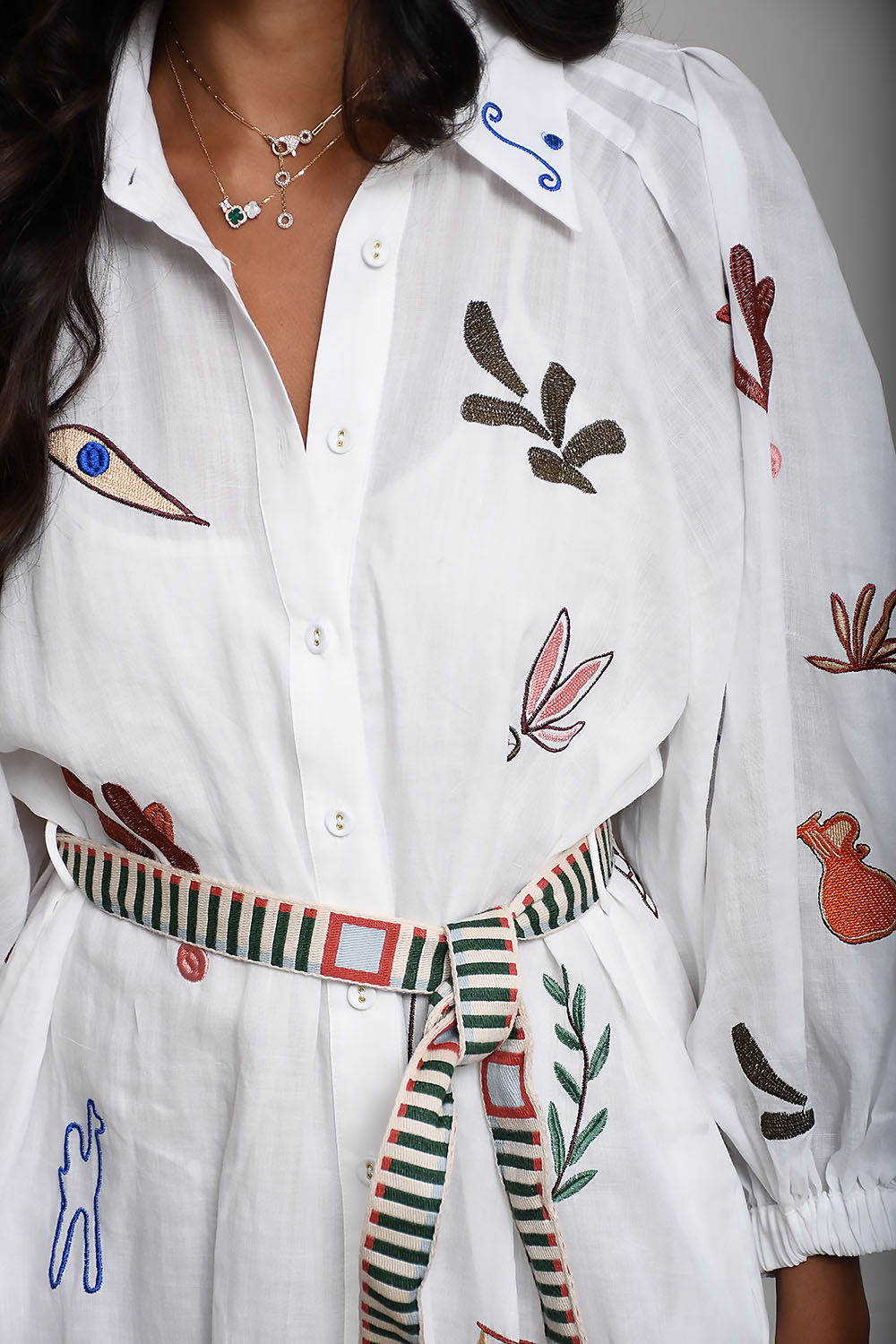 Mina embroidered ramie shirtdress