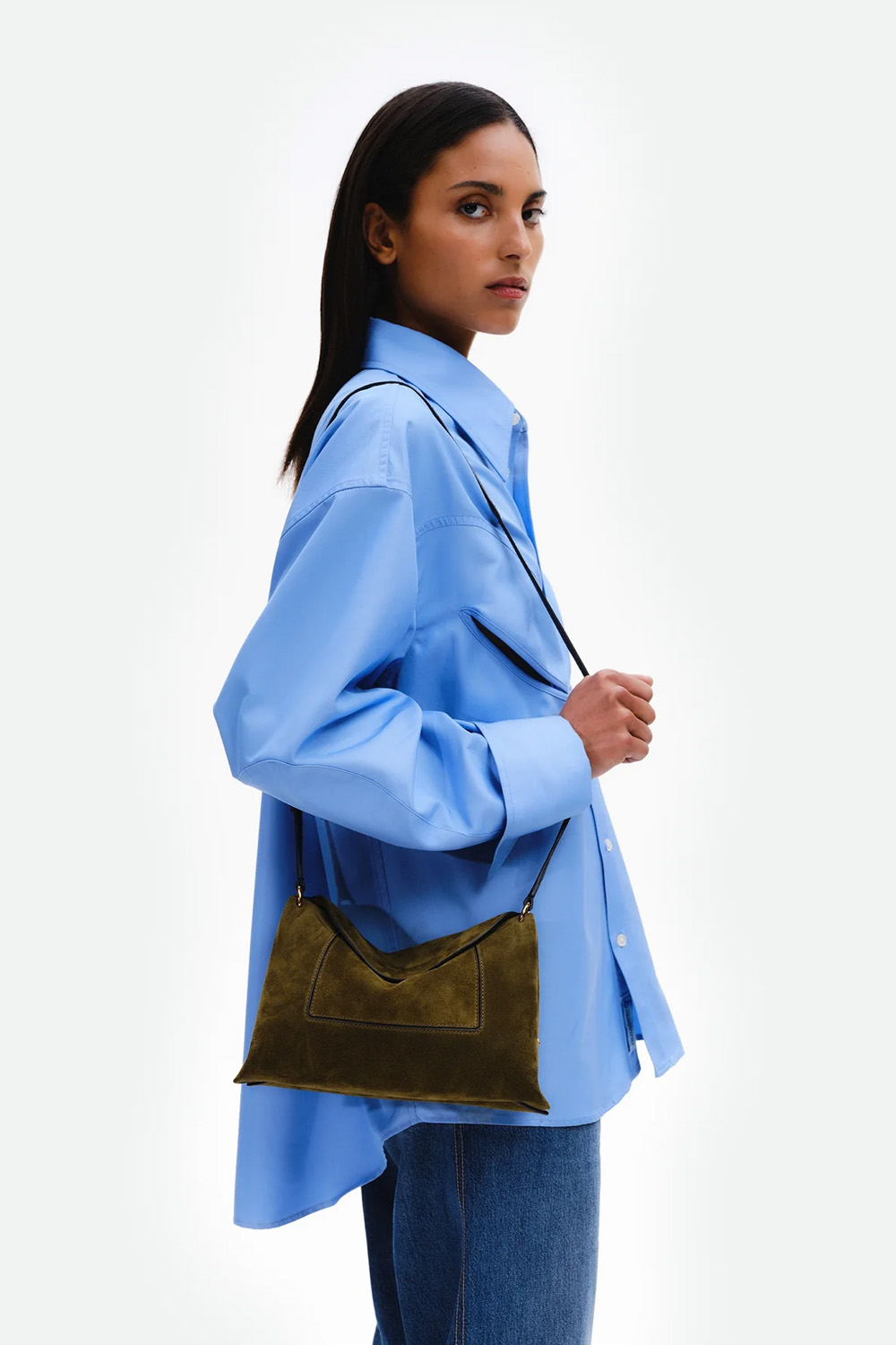 Penelope slouch suede crossbody