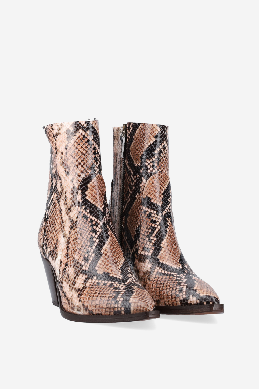 Pointed-toe pitone ankle boots