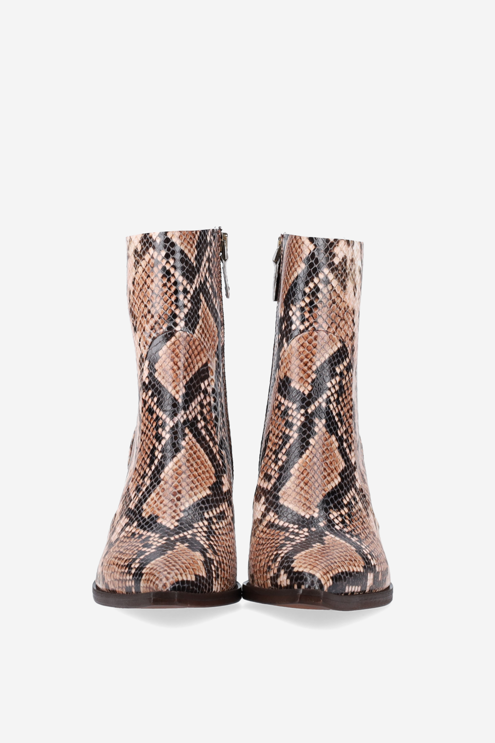 Pointed-toe pitone ankle boots