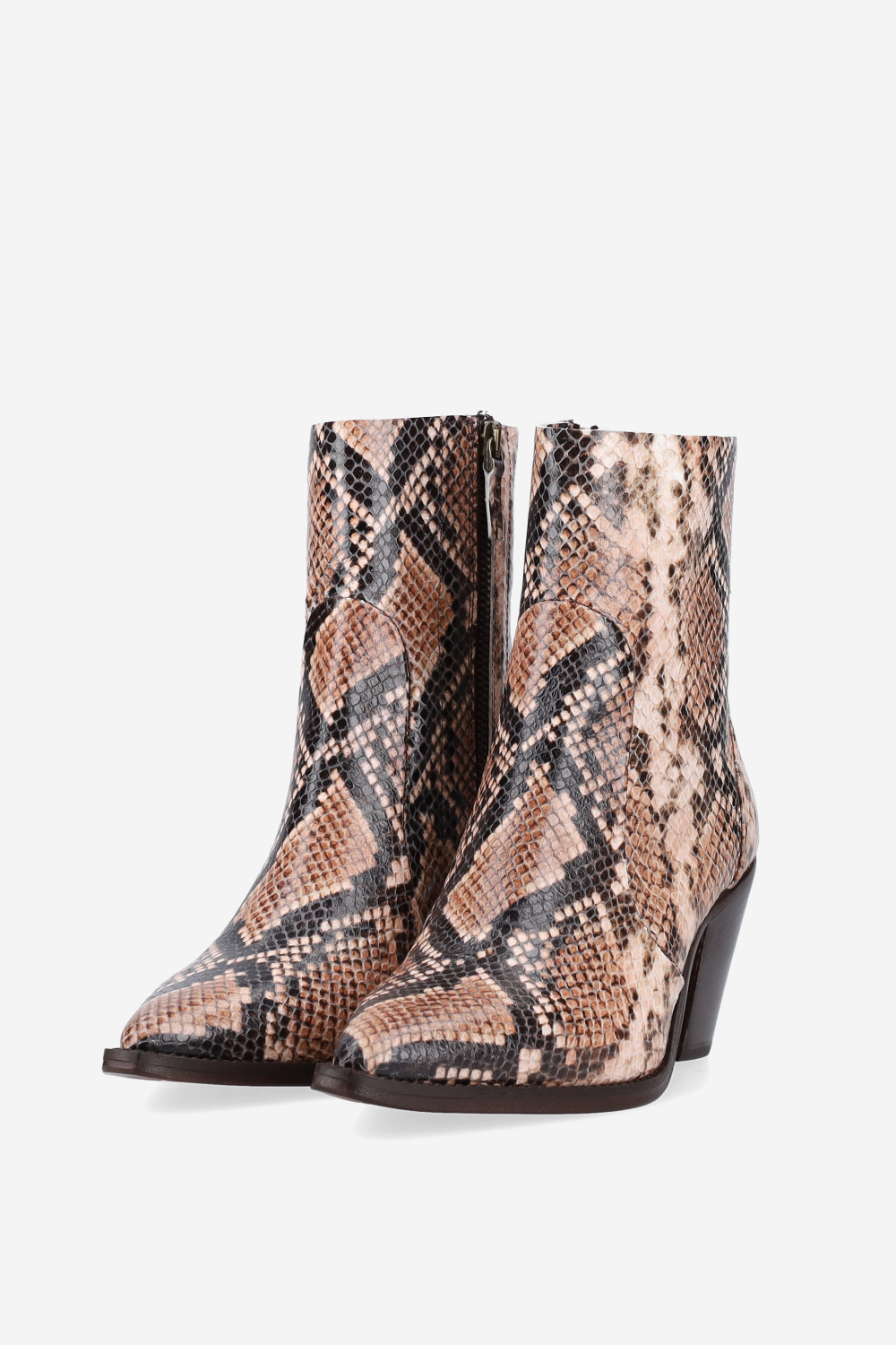 Pointed-toe pitone ankle boots