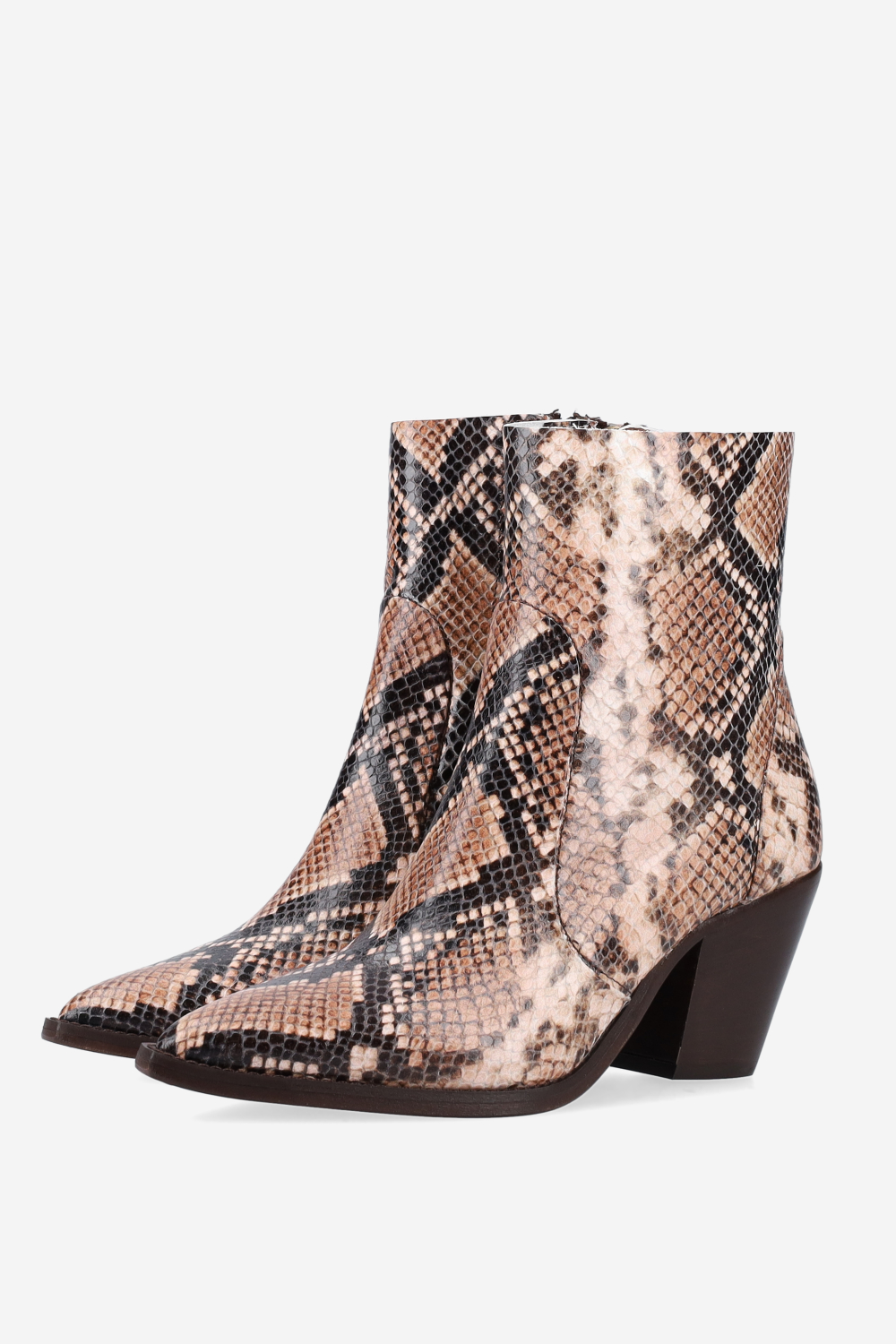 Pointed-toe pitone ankle boots