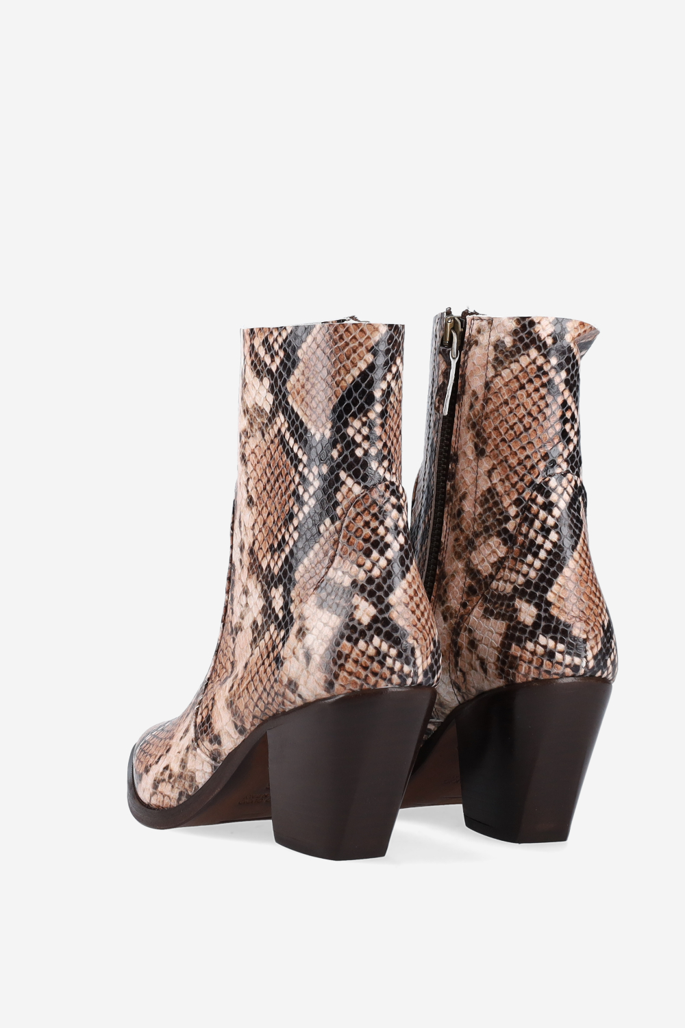 Pointed-toe pitone ankle boots
