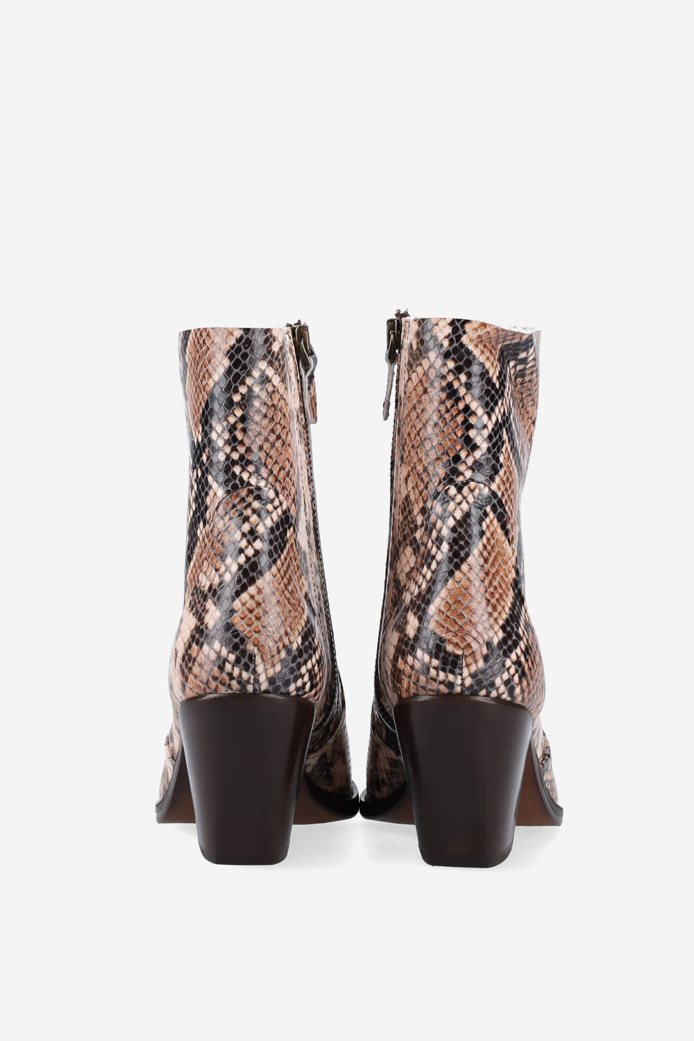 Pointed-toe pitone ankle boots