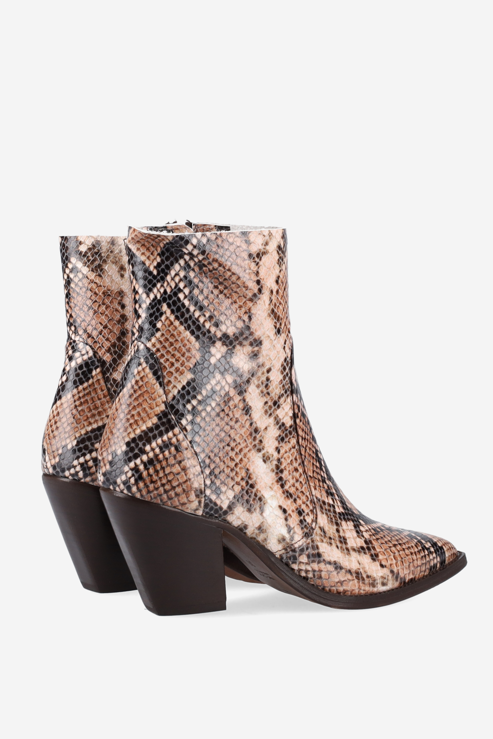 Pointed-toe pitone ankle boots