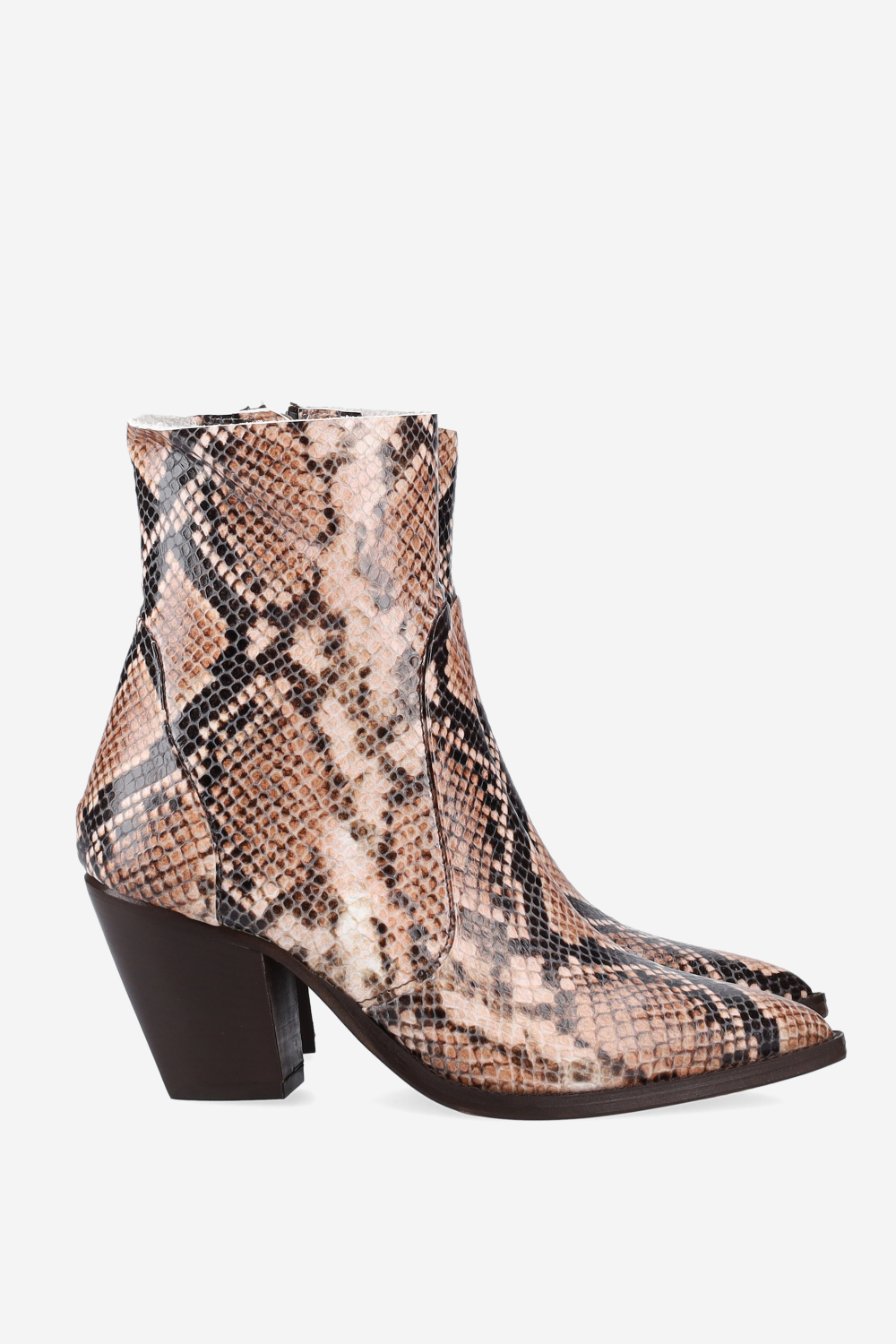Pointed-toe pitone ankle boots