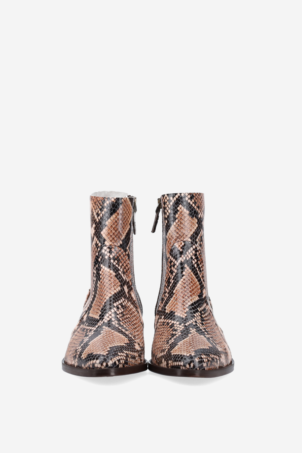 Pointed-toe pitone ankle boots
