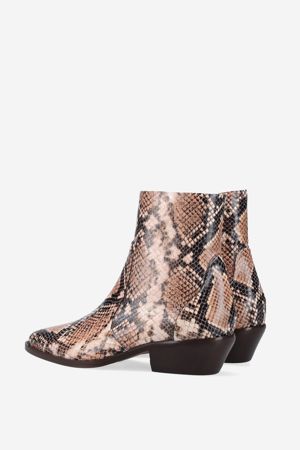 Pointed-toe pitone ankle boots