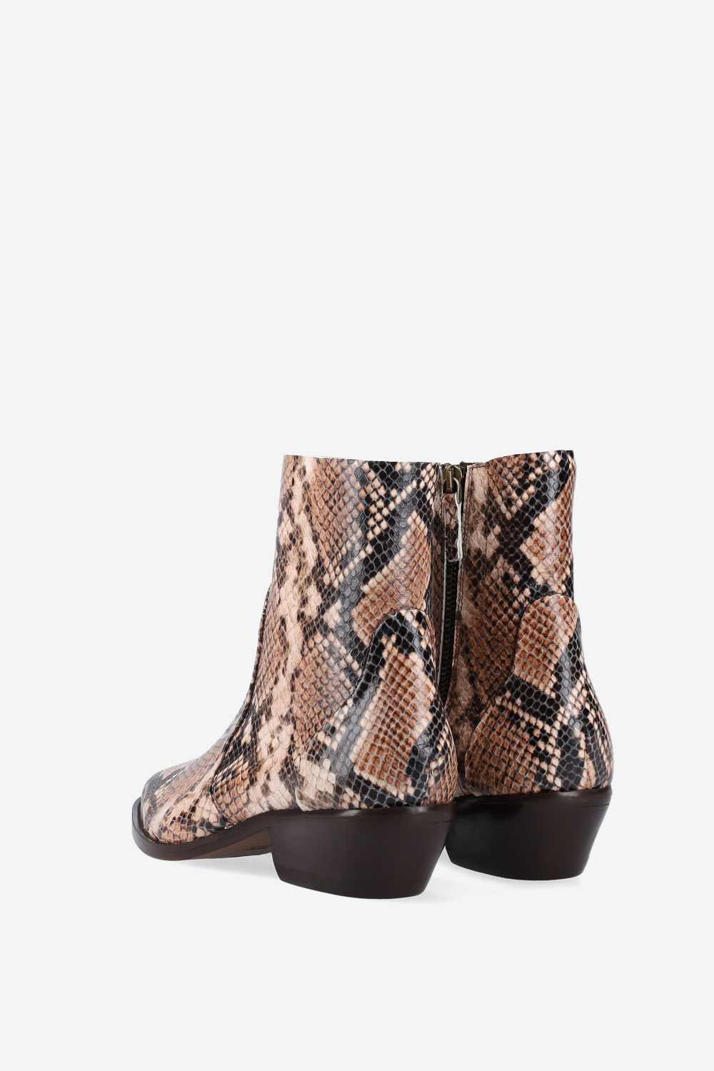 Pointed-toe pitone ankle boots