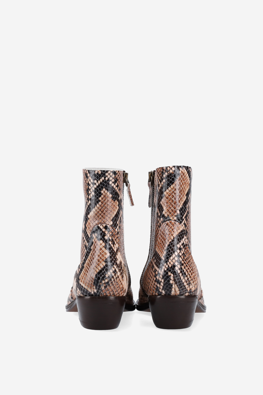 Pointed-toe pitone ankle boots