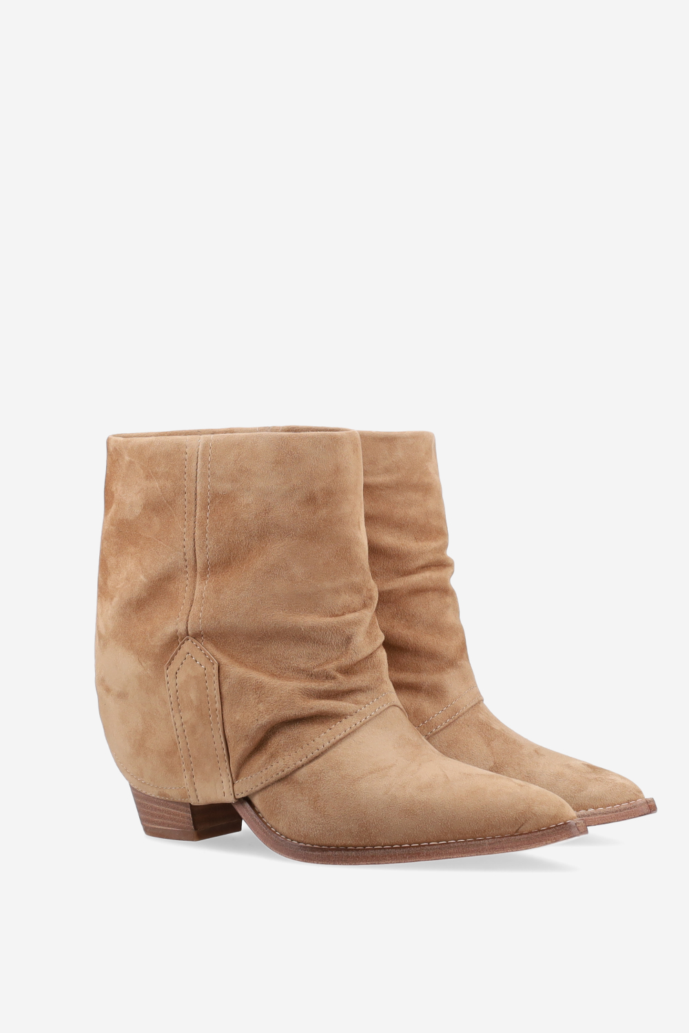 Fold-over suede ankle boots