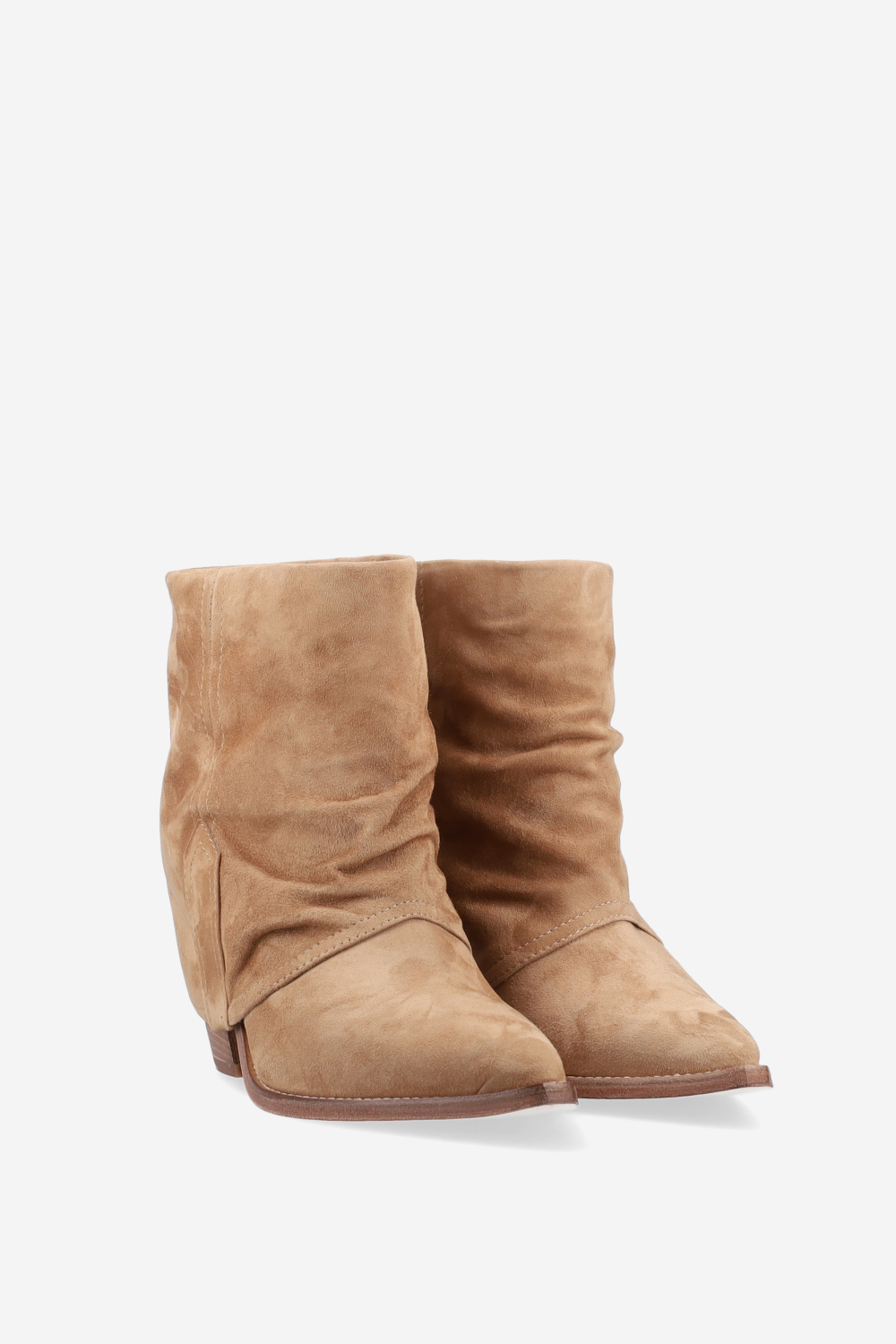 Fold-over suede ankle boots
