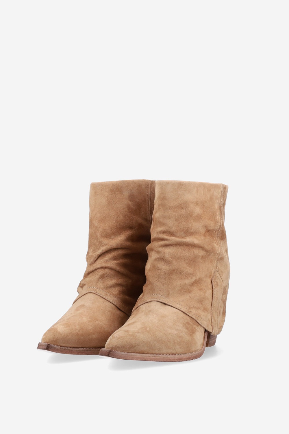 Fold-over suede ankle boots