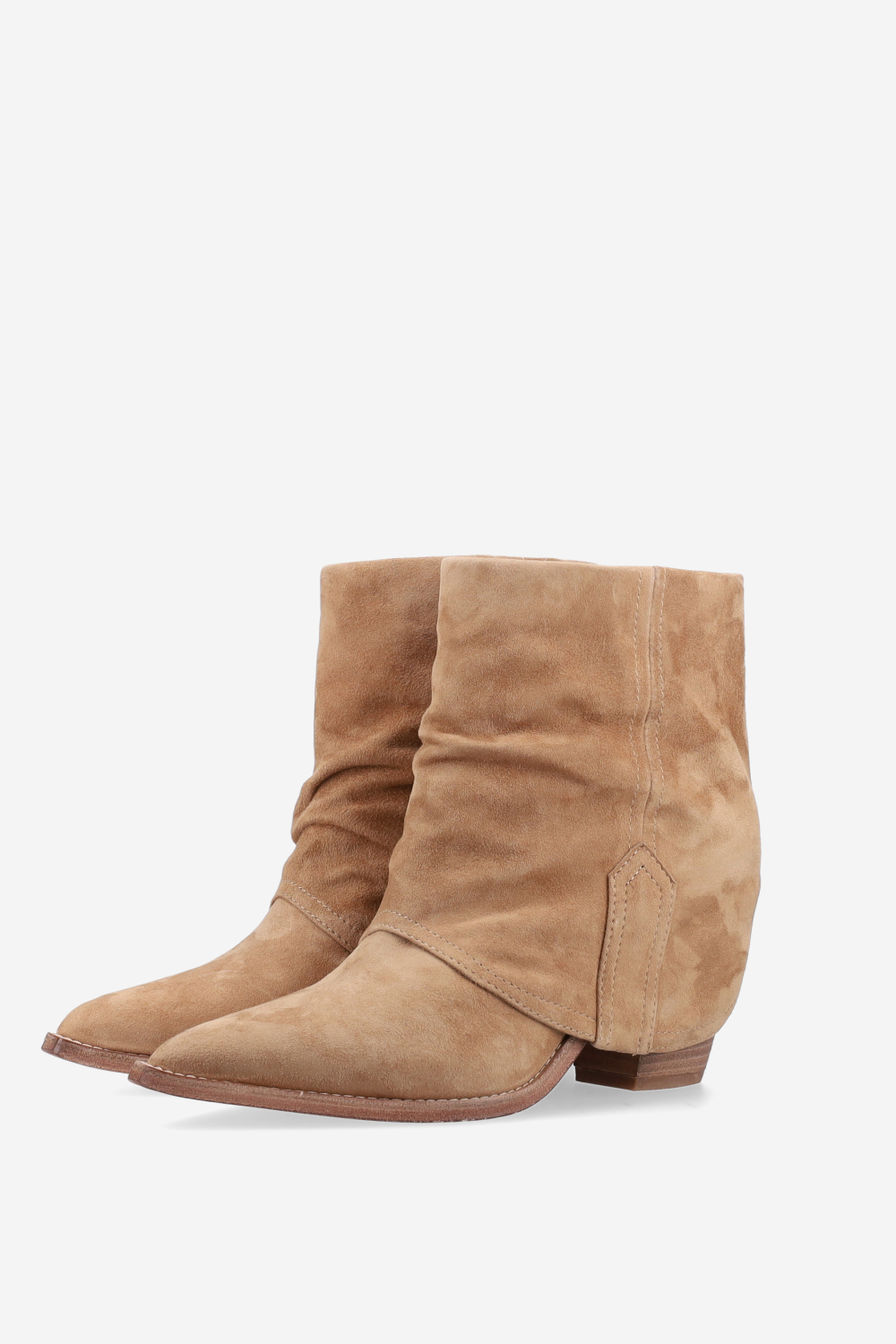 Fold-over suede ankle boots