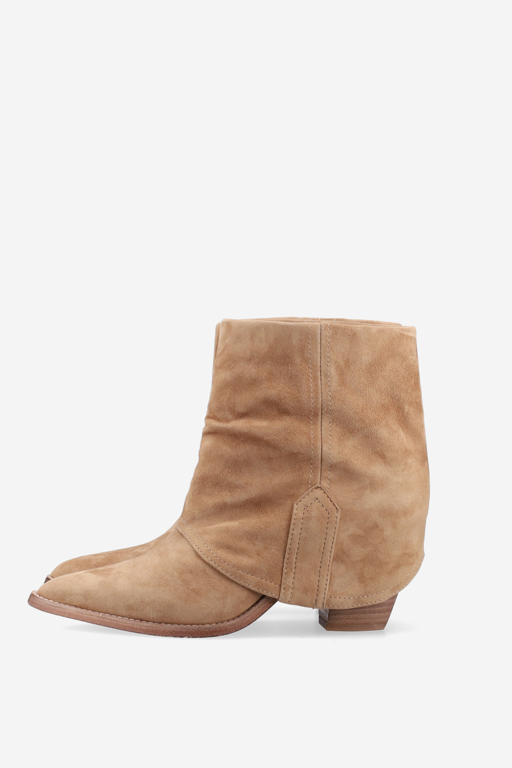 Fold-over suede ankle boots