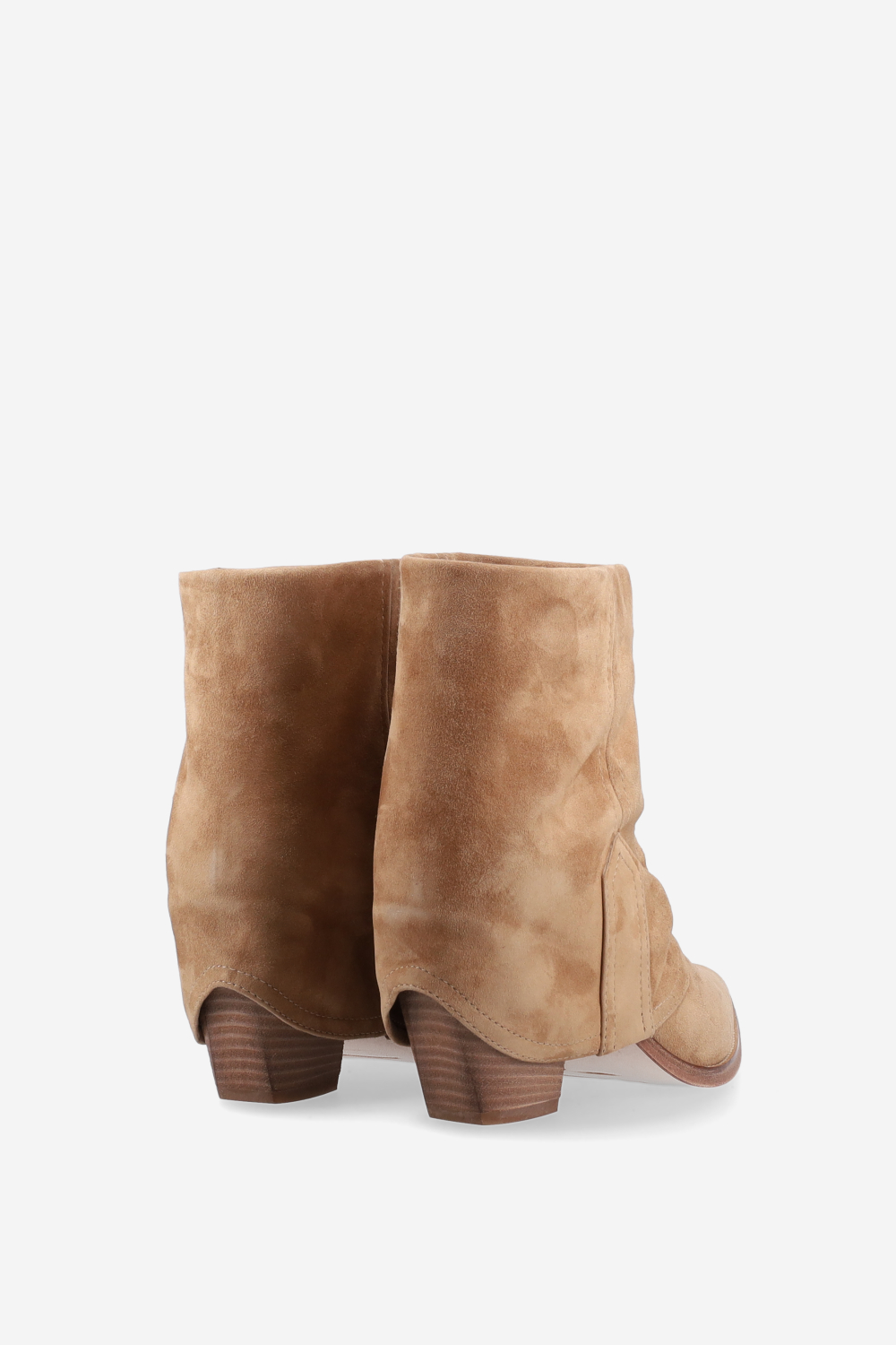 Fold-over suede ankle boots