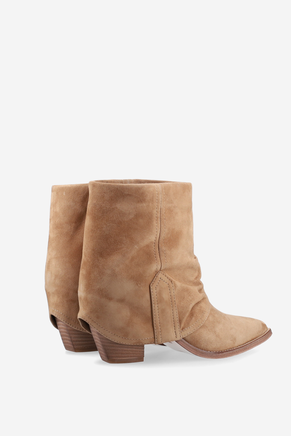 Fold-over suede ankle boots