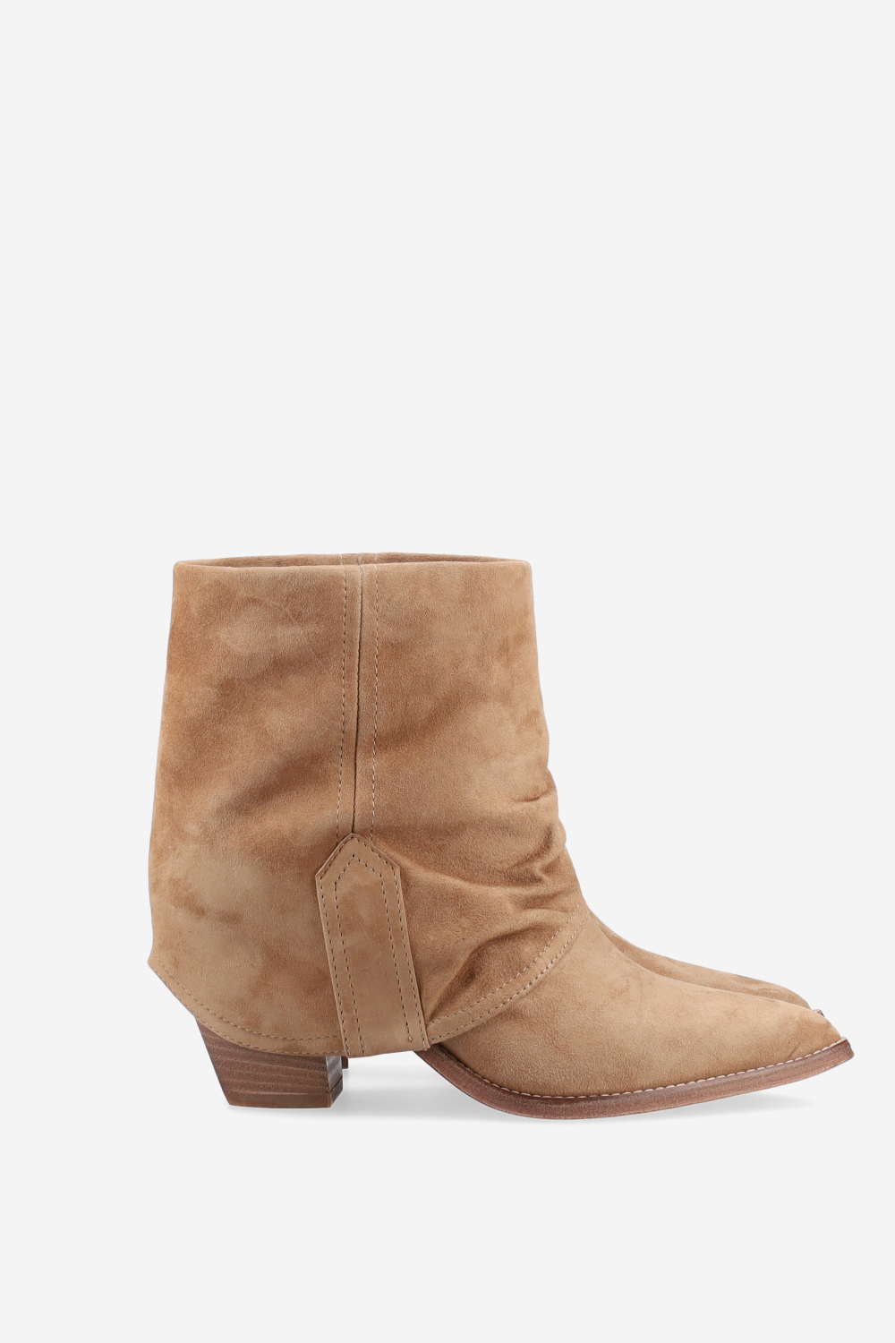 Fold-over suede ankle boots