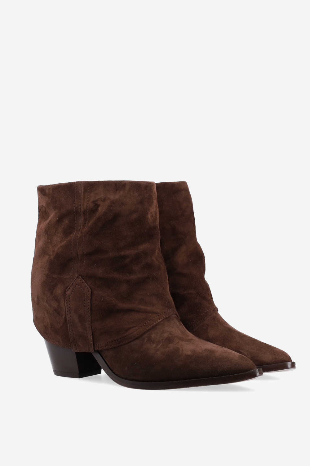 Fold-over suede ankle boots