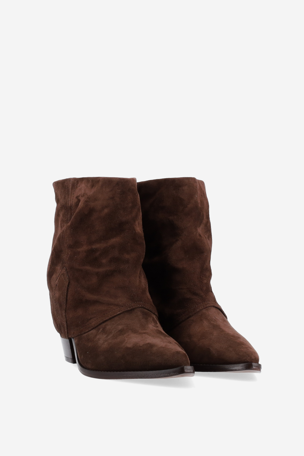 Fold-over suede ankle boots