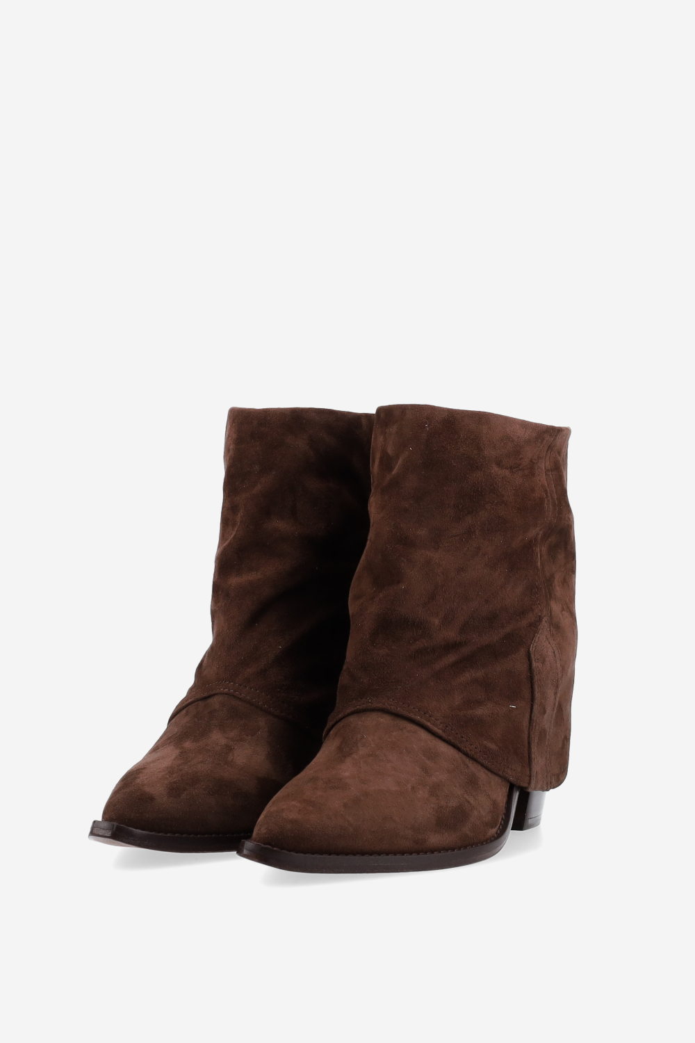 Fold-over suede ankle boots