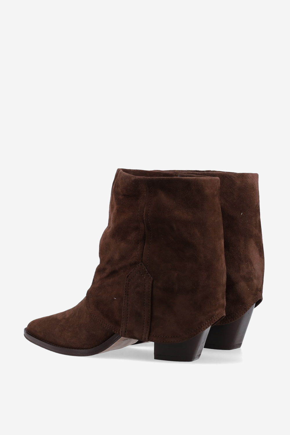 Fold-over suede ankle boots