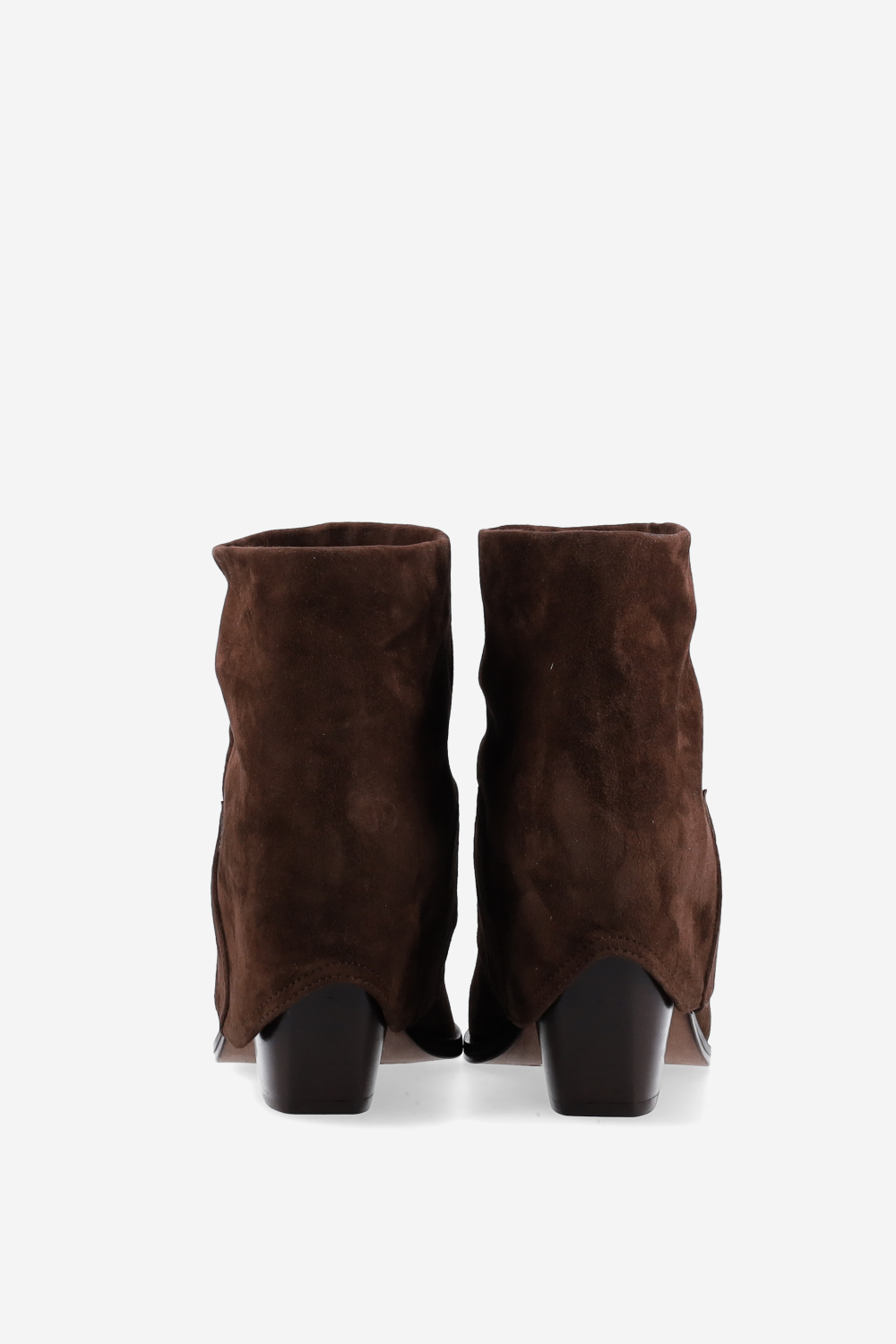 Fold-over suede ankle boots