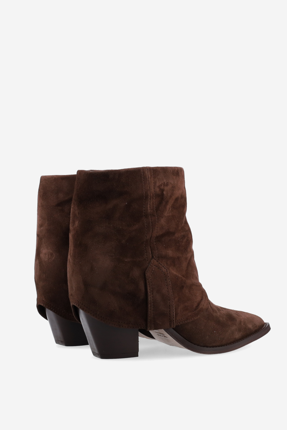 Fold-over suede ankle boots