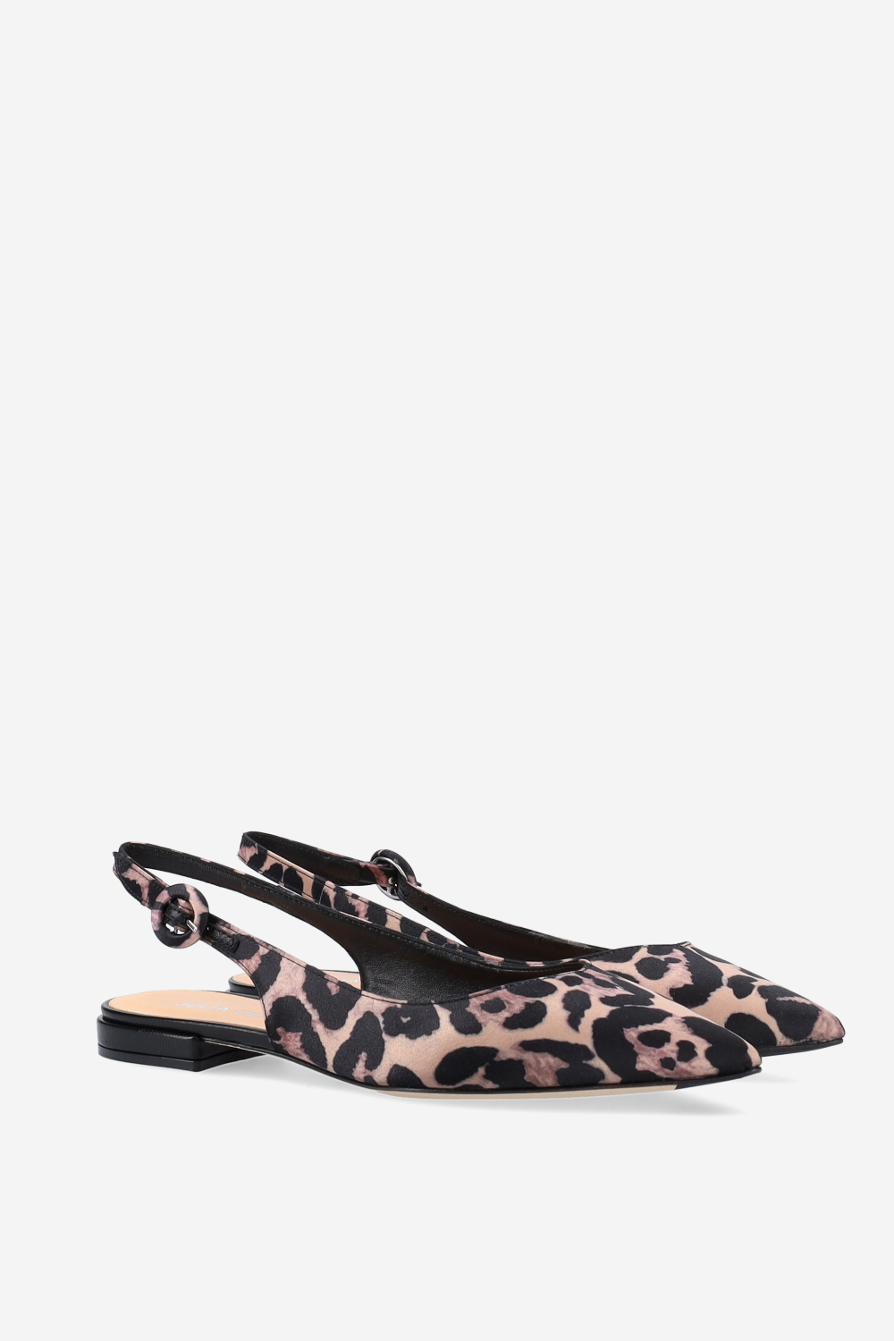 Pointed-toe satin slingbacks