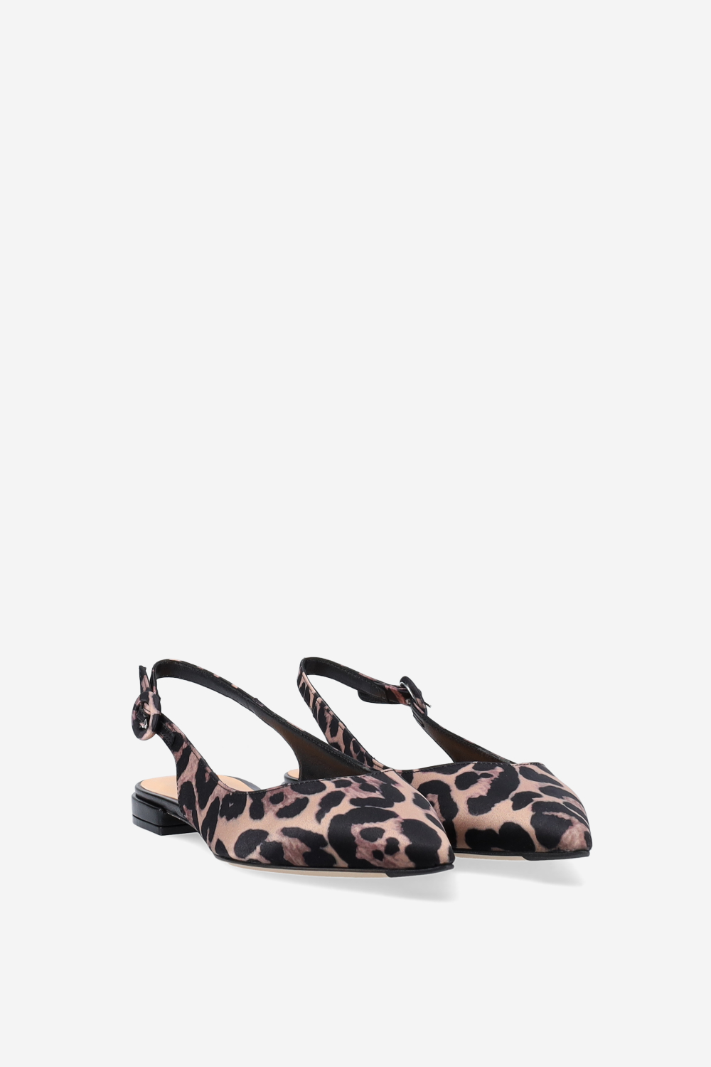 Pointed-toe satin slingbacks