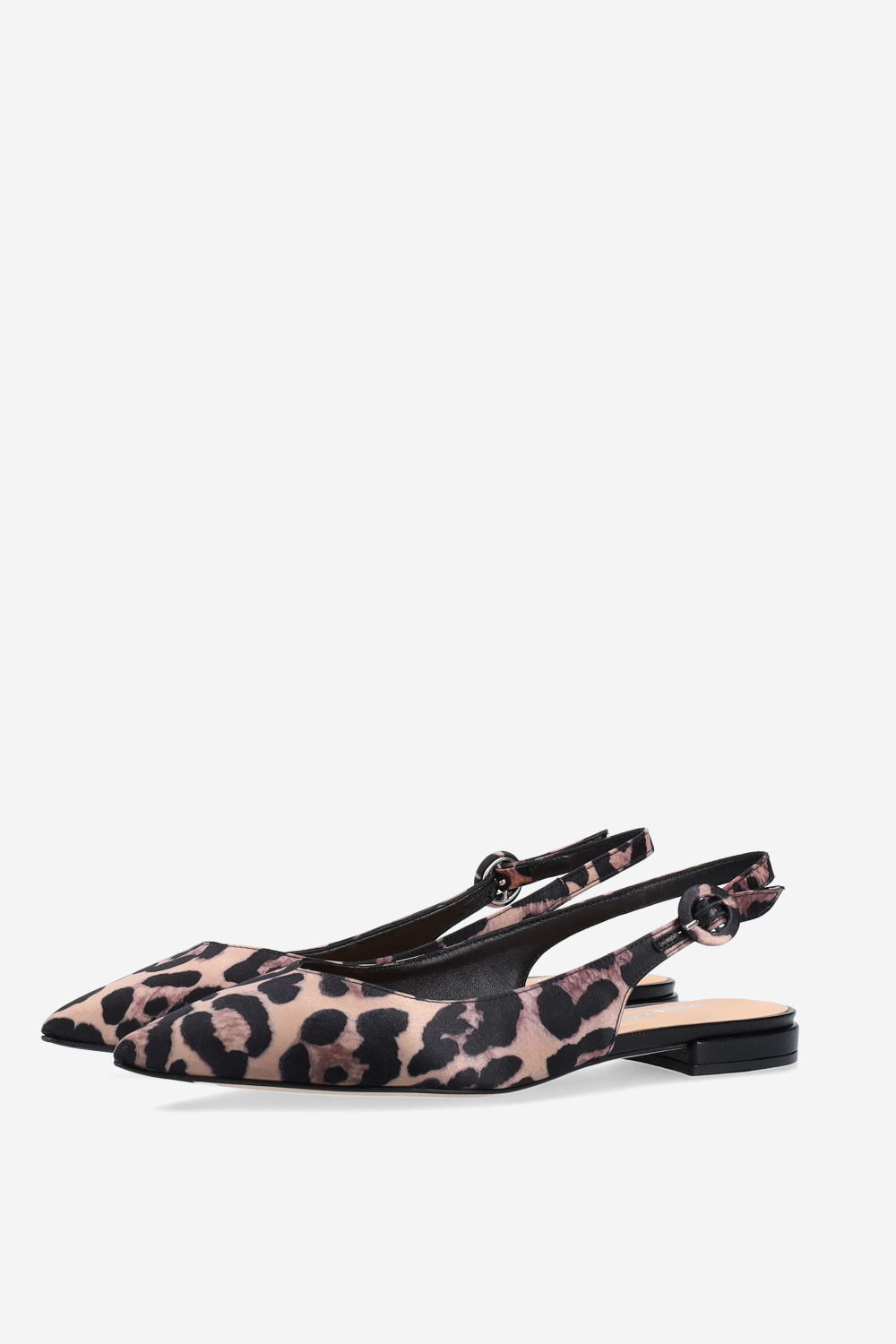 Pointed-toe satin slingbacks