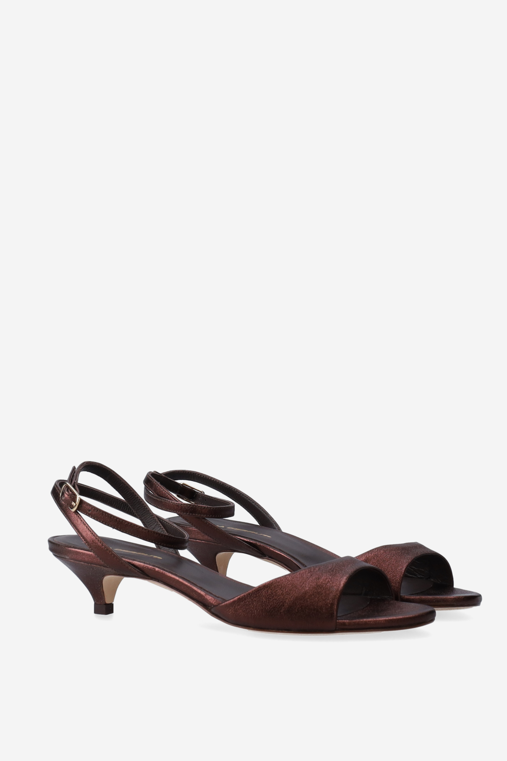 Metallic leather heeled sandals