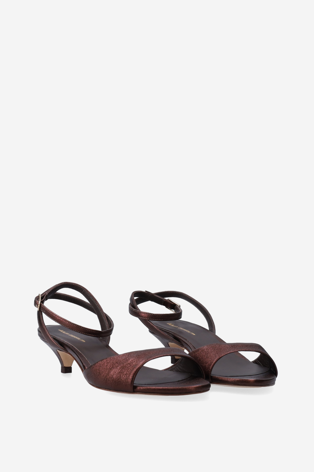 Metallic leather heeled sandals