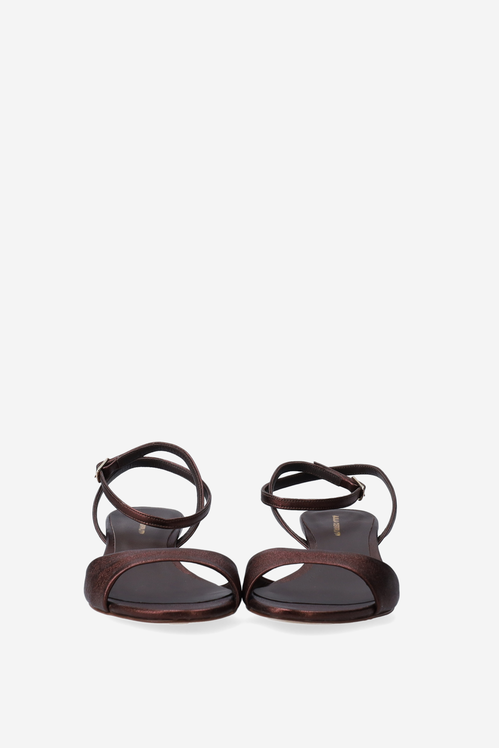 Metallic leather heeled sandals