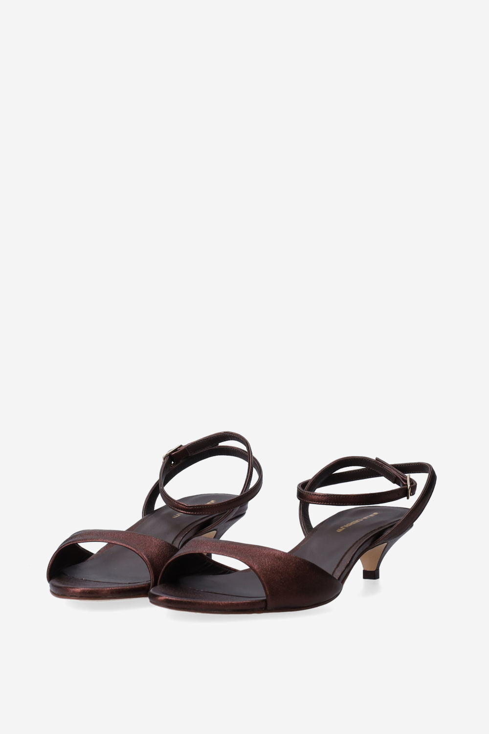 Metallic leather heeled sandals