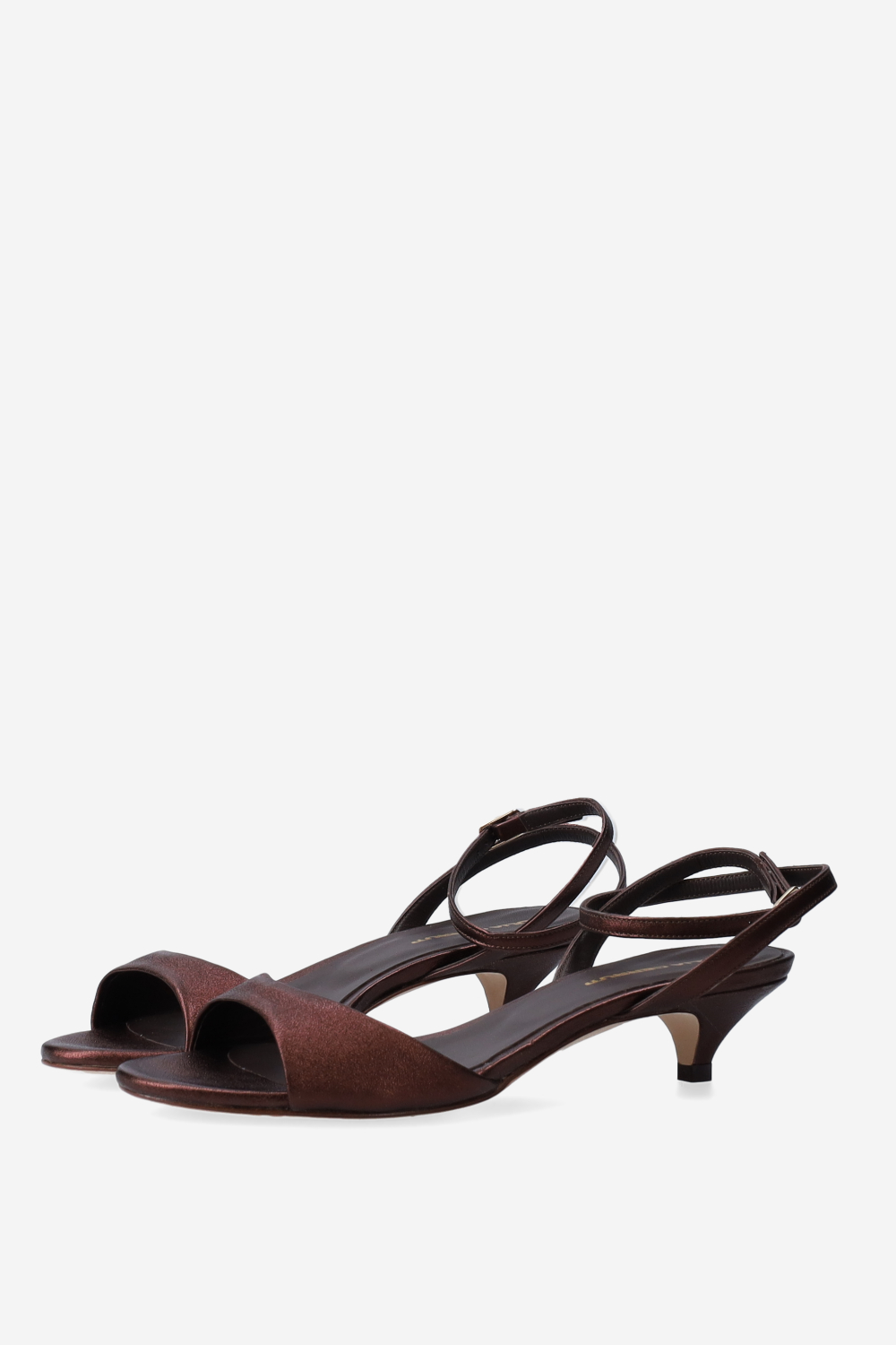 Metallic leather heeled sandals