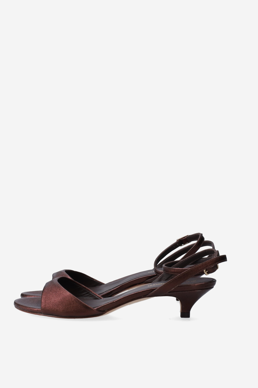Metallic leather heeled sandals