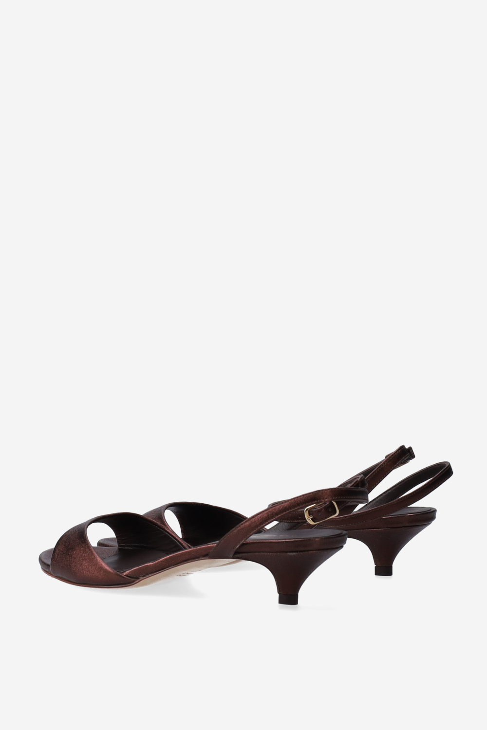 Metallic leather heeled sandals