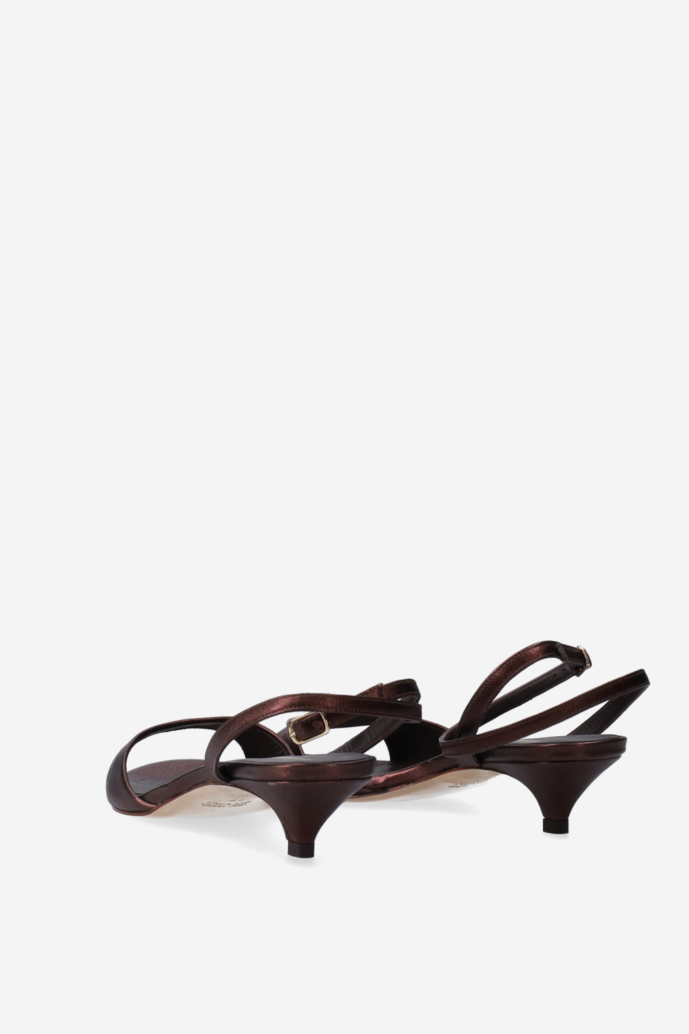 Metallic leather heeled sandals