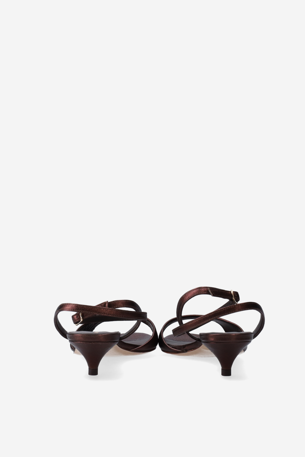 Metallic leather heeled sandals