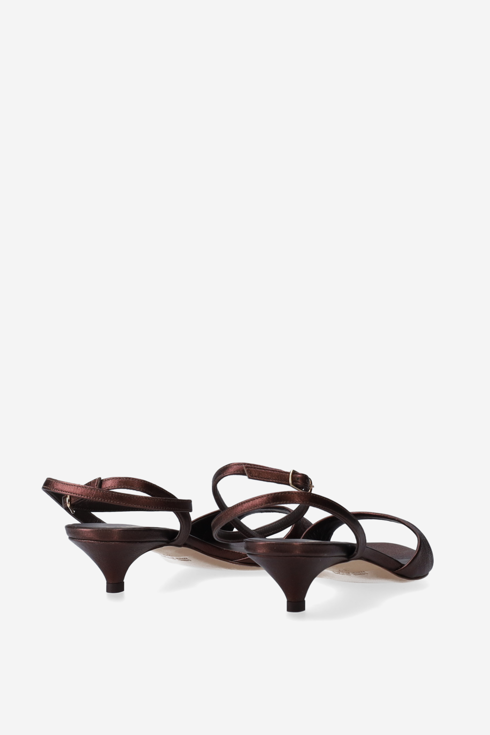 Metallic leather heeled sandals