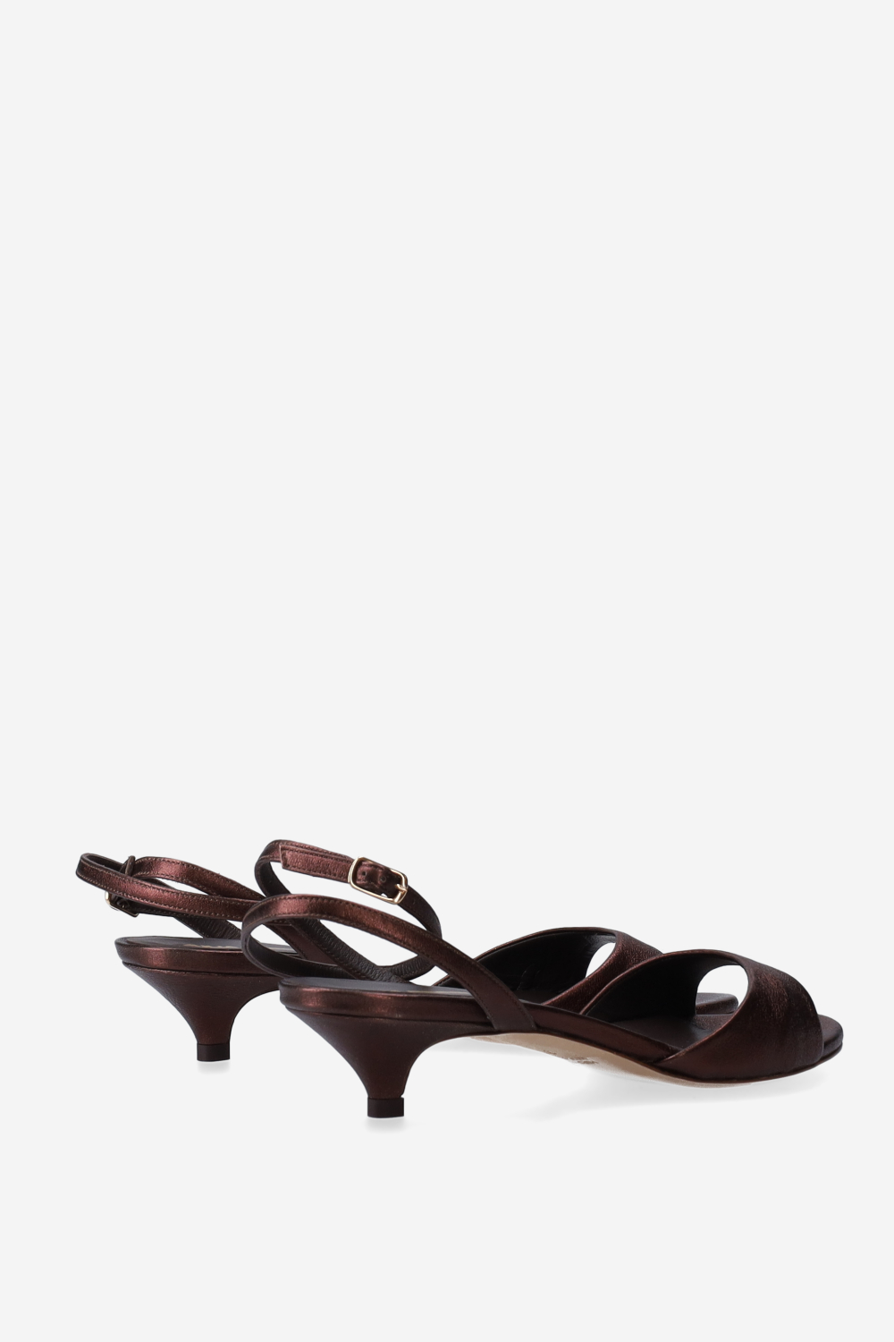 Metallic leather heeled sandals