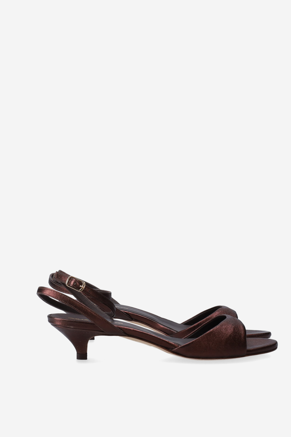 Metallic leather heeled sandals