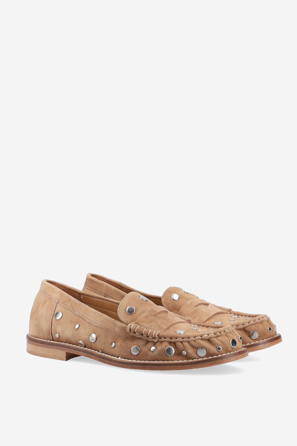 Studded suede loafers