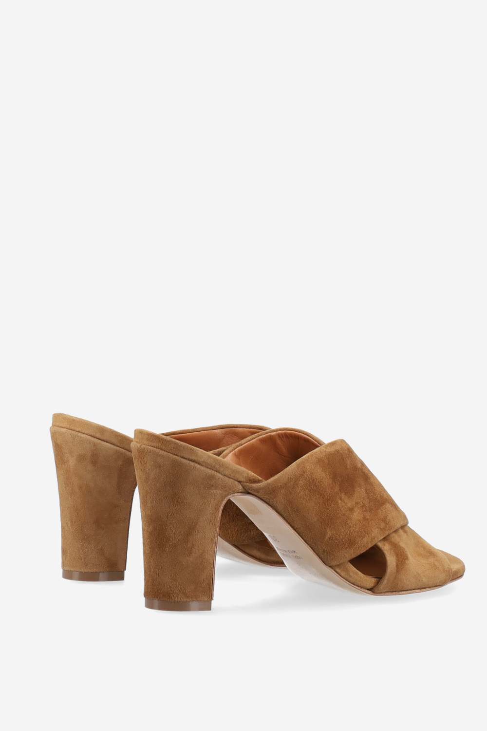 Cross-over suede heeled sandals