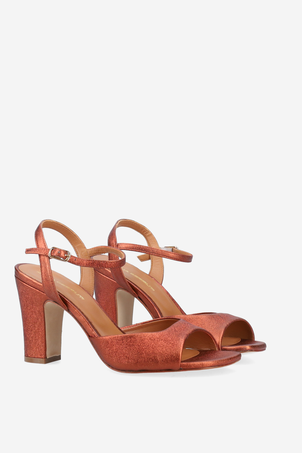 Metallic leather heeled sandals