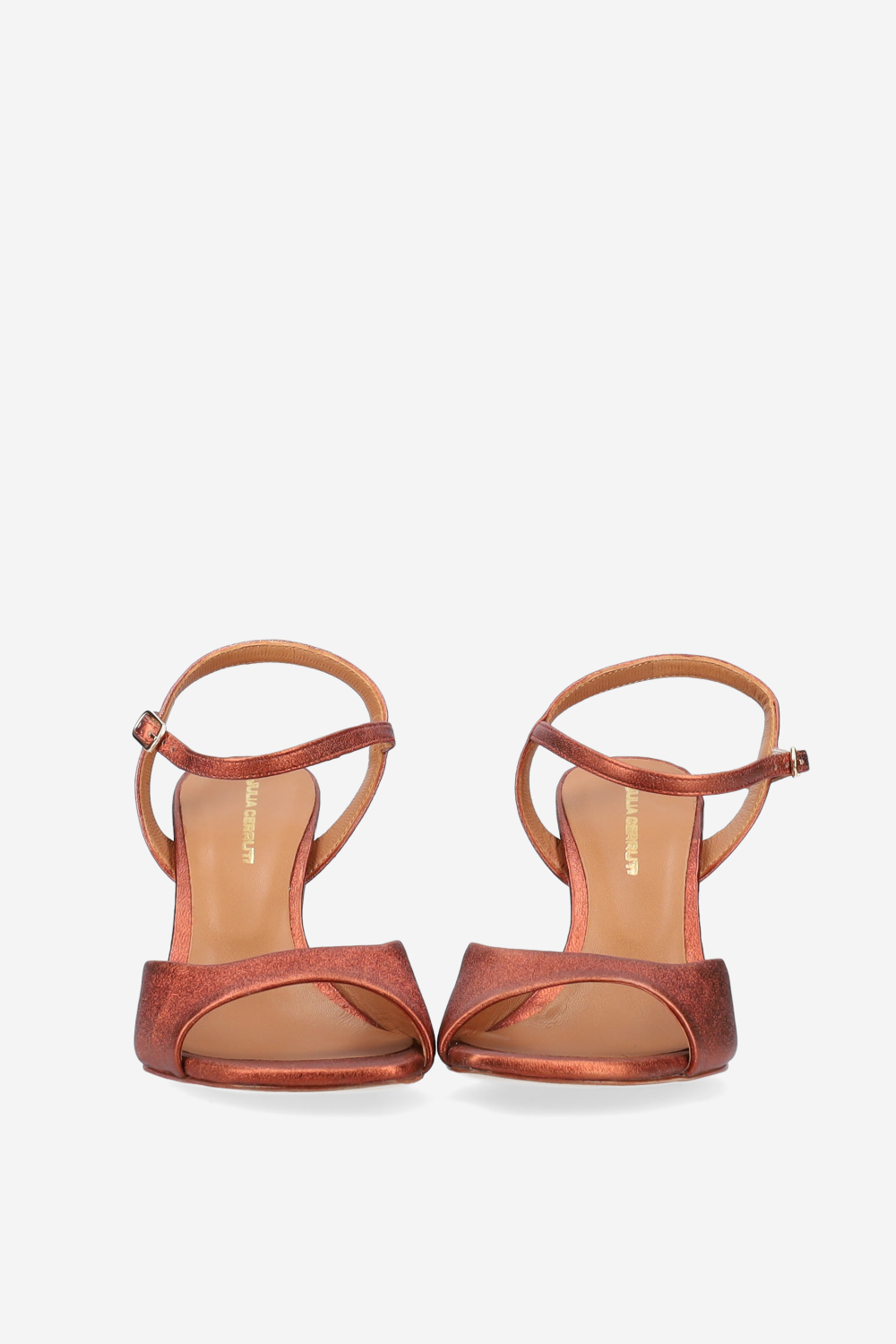 Metallic leather heeled sandals