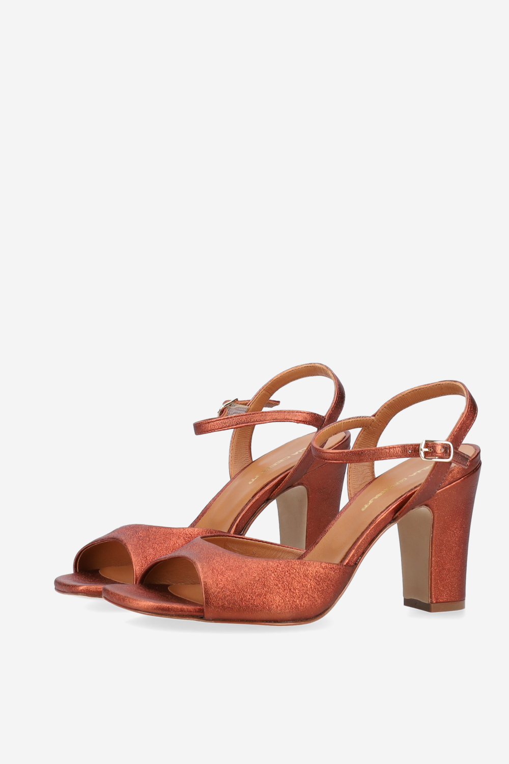 Metallic leather heeled sandals