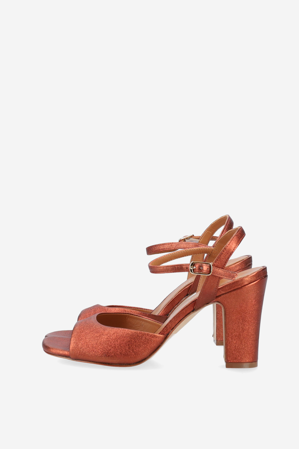Metallic leather heeled sandals